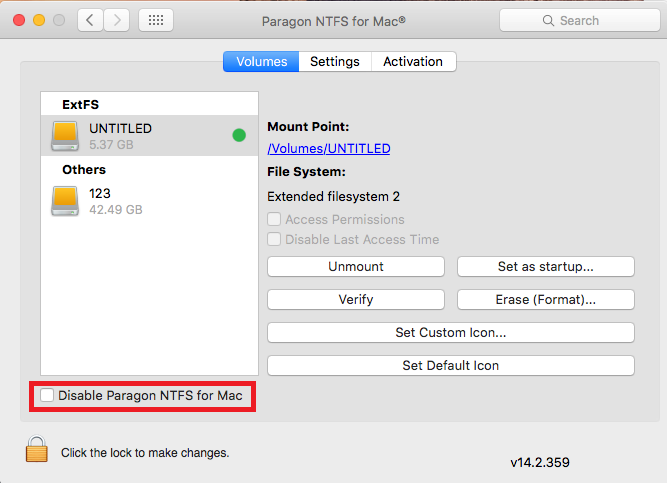 Paragon NTFS para Mac 14 crack